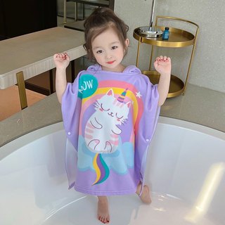 Áo choàng khăn tắm trẻ em 2023 mới tắm bé gái khăn tắm nhanh khô thấm nước có mũ trùm đầu áo choàng tắm cho bé