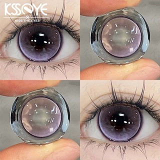 Ống kính tiếp xúc màu KSSEYE 2 chiếc màu xanh tím Lớp kính tiếp xúc cận thị 1 năm Mắt làm đẹp Mỹ phẩm Ống kính mềm thần tượng Hàn Quốc