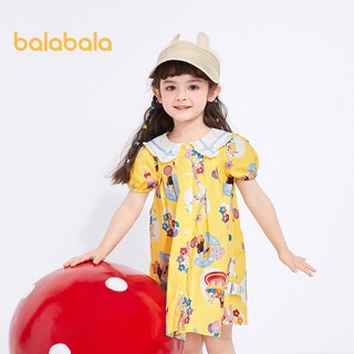 Balabala Trẻ Em Váy Bé Gái Mùa Hè Cotton Trẻ Em Quần Áo Ngọt Ngào Thời Trang Ve Áo Triều Tiên