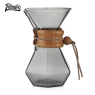 Bincoo nồi cà phê pha tay thủy tinh gia đình cà phê chia sẻ nồi cà phê dụng cụ lọc thép không gỉ bộ cốc 600ml