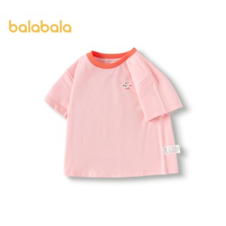 Balabala Quần áo trẻ em áo sơ mi ngắn tay 2024 mùa xuân và mùa hè thoải mái dòng chảy