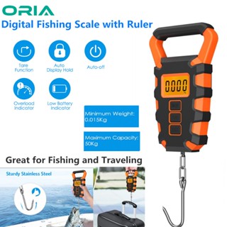 Oria 50KG Di Động Du Lịch Cân Cân Cân Kỹ Thuật Số Câu Cá Cân Thực Phẩm Nhà Bếp Có Thước