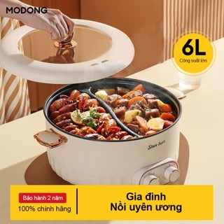 Nồi lẩu điện đa năng Nồi lẩu điện 2 ngăn lòng nồi chống dính dễ vệ sinh nồi lẩu điện mini nồi điện đa năng Đa Năng Dung Tích Lớn 6l