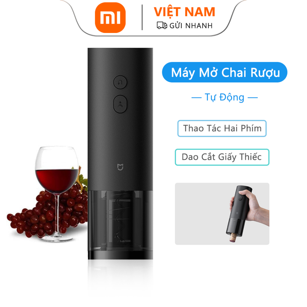 Dụng cụ mở chai rượu vang điện Xiaomi Youpin Mijia, có máy cắt lá thiếc ẩn, mở 10 giây, tương thích với hầu hết các chai rượu vang