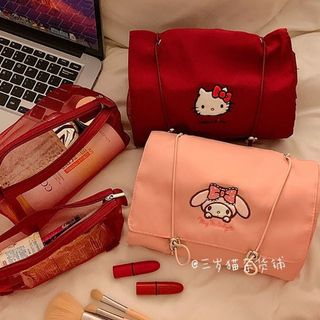 Sanrio hello kitty túi đựng mỹ phẩm kawaii hello kitty anime in hoạt hình bé gái di động dung tích cao sinh viên du lịch rửa túi bảo quản