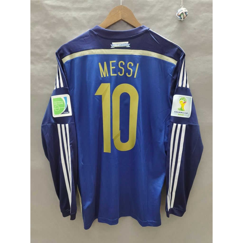 Áo Thun Đá Banh Tay Dài Kiểu retro Argentina 2014 3A