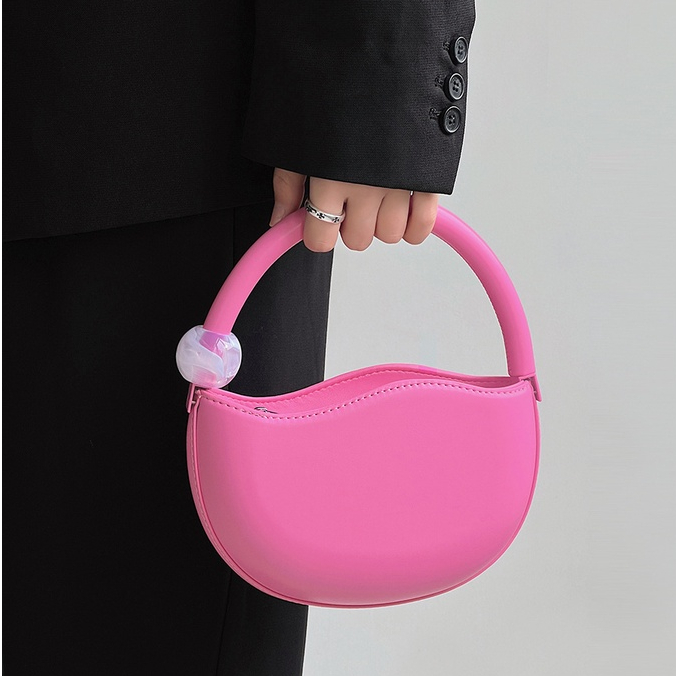 Túi Đeo Ngang Nữ Thời Trang Hàn Quốc Tay Cầm Tròn Túi Tote Nữ Dây Kéo Túi Đeo Vai Màu Kẹo