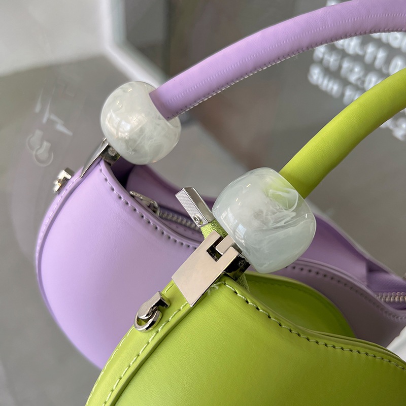 Túi Đeo Ngang Nữ Thời Trang Hàn Quốc Tay Cầm Tròn Túi Tote Nữ Dây Kéo Túi Đeo Vai Màu Kẹo