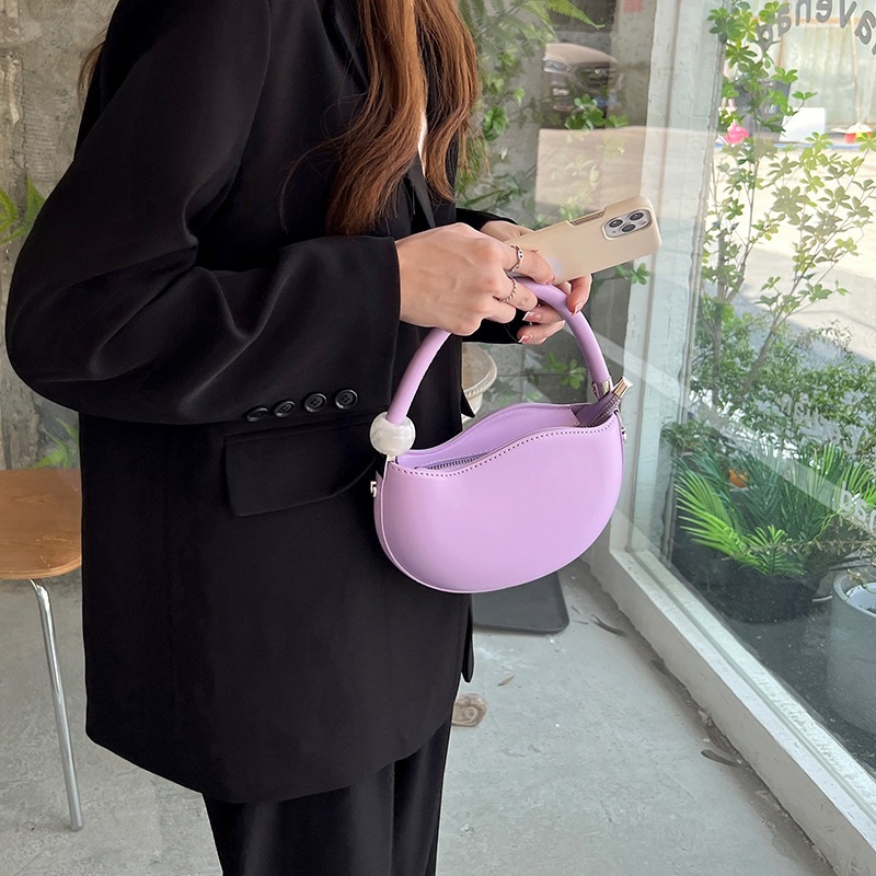 Túi Đeo Ngang Nữ Thời Trang Hàn Quốc Tay Cầm Tròn Túi Tote Nữ Dây Kéo Túi Đeo Vai Màu Kẹo