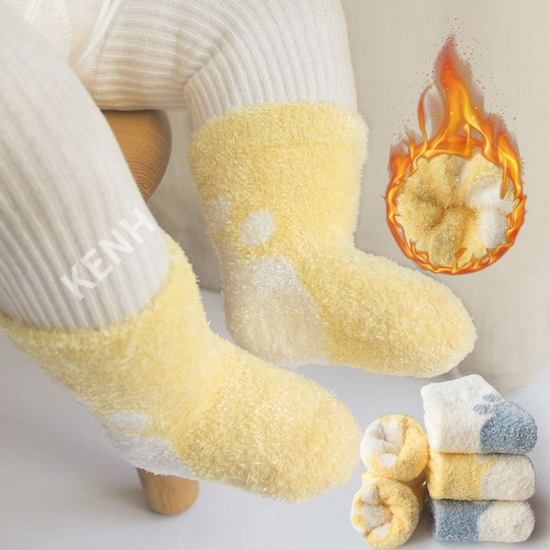 Vớ Nhung San Hô Dày Dặn Giữ Ấm Mùa Đông Dễ Thương Cho Bé Trai / Gái 0-3 Tuổi