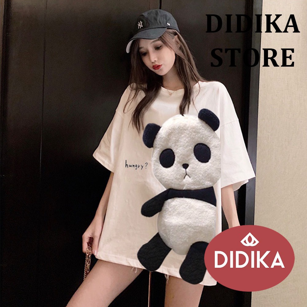 DIDIKA Áo Thun Lửng Tay Ngắn Thêu Họa Tiết Hoạt Hình Thời Trang Mùa Hè Hàn Quốc Dành Cho Bạn Nữ
