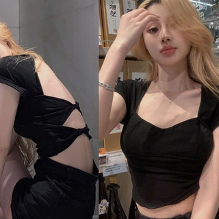 YUYAMAN áo phông áo thun nữ croptop baby tee Comfortable Xu hướng Popular xu hướng WCS24300PN 9Z240301