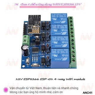 Mô-đun rơle wifi 4ch / 4 kênh thông minh hỗ trợ ứng dụng điều khiển điện thoại di động 12v nhà thông minh esp8266 esp-01