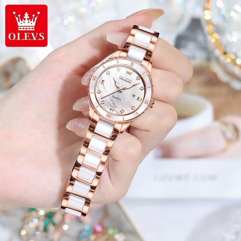 Đồng hồ Olevs Thương hiệu 9985 Bán chạy Đồng hồ thạch anh chống nước bằng gốm thời trang Đồng hồ nữ sinh viên Đồng hồ nữ thông thường đồng hồ chính hãng
