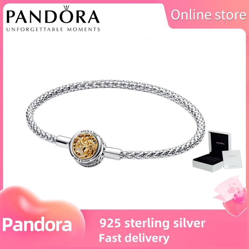 PANDORA bạc S925 [562964C00] Game of Thrones House Sigil Clasp Pandora Moments Studded Chain Bracele