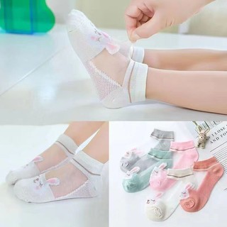 5 Đôi Tất Băng Lụa Bé Gái Mùa Xuân Hè Lưới Mỏng Thoáng Khí Giữa Ống Tất Cotton Bé Gái Vớ Bé Gái