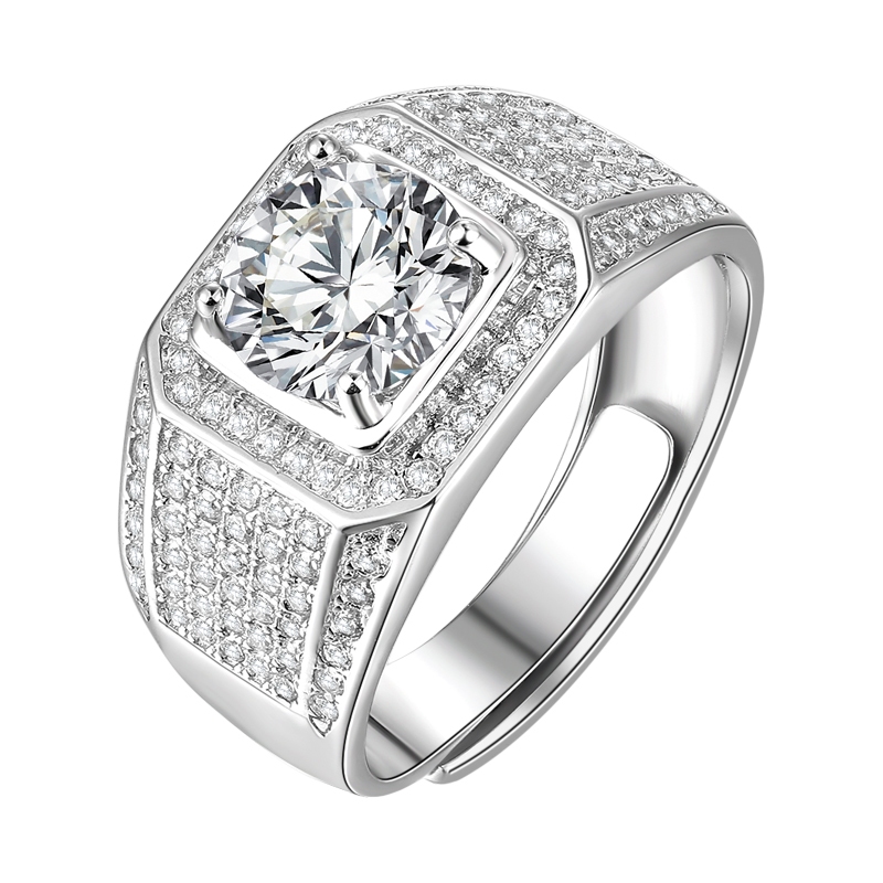 Nhẫn Nam Bạc S925, Nhẫn Nam 2 Carat Moissanite, Nhẫn Đính Hôn, Nhẫn Cưới, Quà Ngày Lễ, Quà Tặng Sinh Nhật