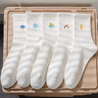 FHYL Mùa Hè Hoạt Hình Dễ Thương Tất Nữ Hàn Quốc Cotton Nguyên Chất Trắng Khử Mùi Tất Phù Hợp Với Thời Trang Giữa Tất Dành Cho Nữ