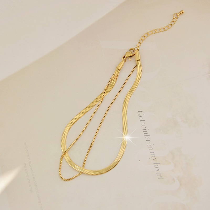 Lắc Chân Hai Lớp Bằng Thép Không Gỉ Mạ Vàng 18k Chống Nước Chống Trượt