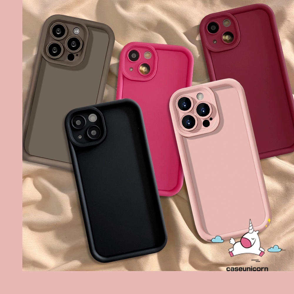 Ốp Lưng Màu Đen Đơn Giản Cho Realme C67 C65 C51S C53 C61 Note 50 60 11 C51 C53 C11 C55 6i 5i 5s 5 7i C3 C20 C15 C17 C21Y C25Y C12 C35 C21 C25S C30 C33 Macaron Màu