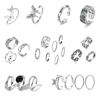 Nhẫn MAYEBE LAVEND dạng hở màu bạc có thể điều chỉnh phong cách Hàn Quốc cá tính cho nữ