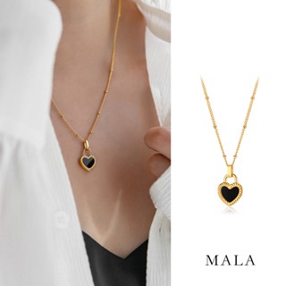  Vòng cổ MAYEBE LAVEND thép titan mạ vàng 18k mặt hình trái tim màu trắng đen kiểu Hàn Quốc cho nữ 