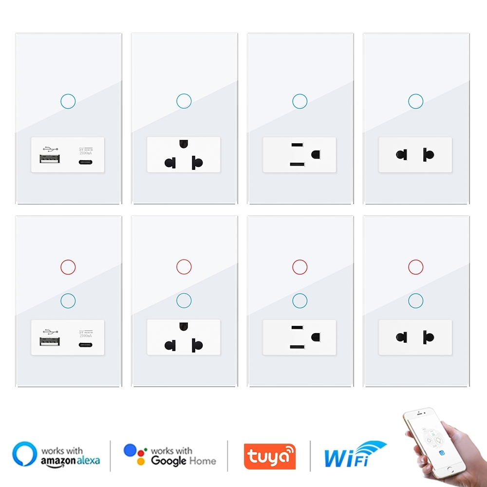 Viswe Tuya Thông Minh Đèn Treo Tường Cảm Ứng Công Tắc Thông Minh 1/2 gang Tấm kính cường lực Chuyên Dụng Cho google home / alexa Trắng