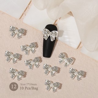 UR Sugar 10 cái phụ kiện móng tay vàng bạc bùa móng tay thạch 3d bướm ngôi sao nơ trang trí