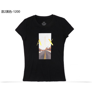Ax Armani Exchange Nữ Cotton Nguyên Chất Lấp Lánh Màu Hồng Nhãn Lớn In Hình Cổ Tròn Áo Thun Tay Ngắn
