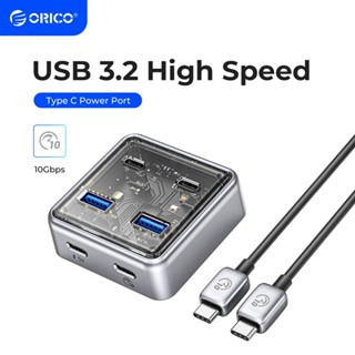 Orico Hub Usb C trong suốt Mở rộng 4 cổng với giao diện cấp nguồn Giao thức Usb 3.2 Truyền tốc độ cao OTG Dapter (XHJ)