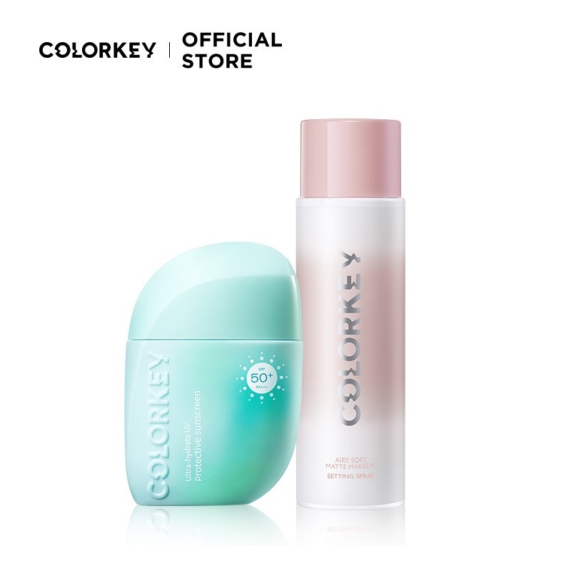 COLORKEY Xịt khoá makeup + Kem chống nắng SPF 50 +【COMBO】