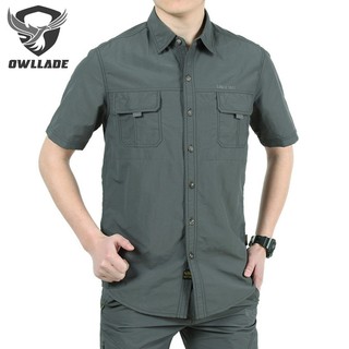 Áo sơ mi khô nhanh OWLADE cho nam 102 M-4XL màu xám