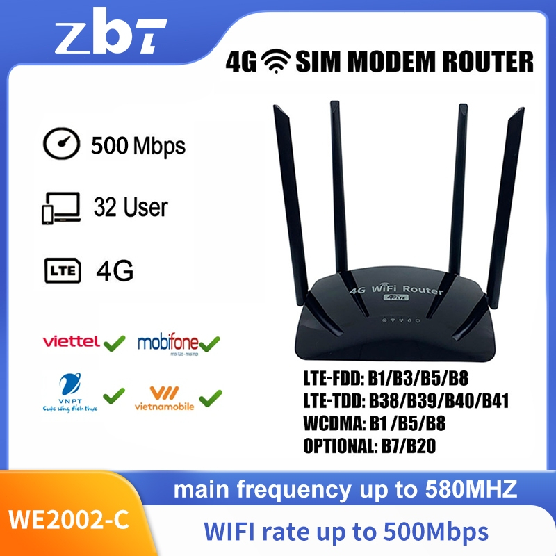 Máy Định Mức 500mbps 4g ruter lte cat4 Chế Độ sim wifi we2008-c
