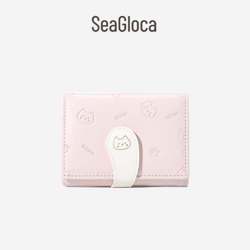 Seagloca Ví gấp ba đơn giản thời trang phong cách Hàn Quốc cho nữ 1760