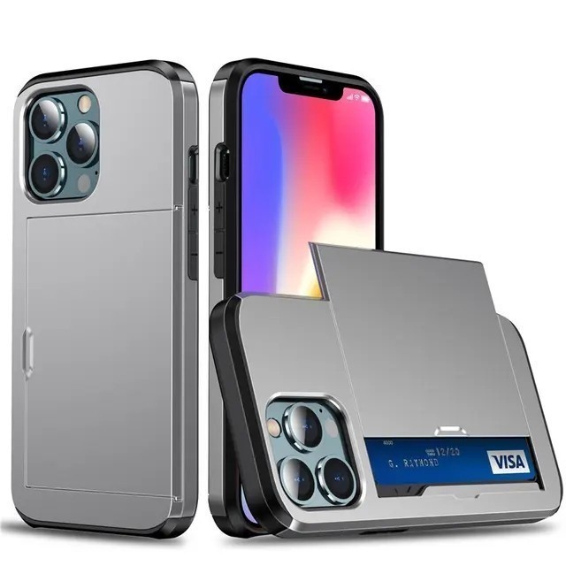 Ốp Điện Thoại Cứng Chống Sốc Có Ngăn Đựng Thẻ Cho for iPhone 16 15 pro max 14 Pro Max 13 Pro Max 12 Pro Max 11 Pro Max Xs Max Xr X
