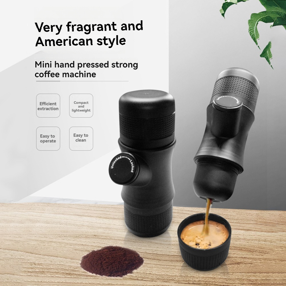 Máy pha cà phê Mini, Máy ép Espresso cầm tay có cốc uống cà phê Dễ tháo rời và làm sạch Máy pha cà phê Mini ngoài trời khi di chuyển Dung tích nước bằng thép không gỉ 304 140ml