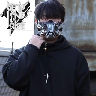 Cyberpunk Mặt nạ LED Đẹp Trai Chiến Thuật Cơ Chức Năng Gió Cosplay Nam Sắt Máu Chiến Binh Mặt nạ