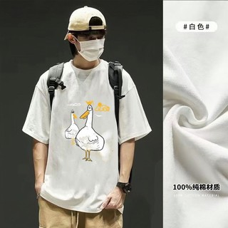 Áo thun ngắn tay hợp thời trang nam in hình 200g Áo thun Cotton nguyên chất nhiều màu tùy chọn Kích thước lớn M-4XL Phong cách Hồng Kông Phiên bản Hàn Quốc
