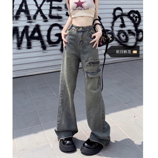 RANMO Quần jean ống rộng Quần ống rộng Quần nữ jean Quần jean nữ ống rộng Fashion hàn quốc Hàn Phong Korean WLK24303QX 10Z240305