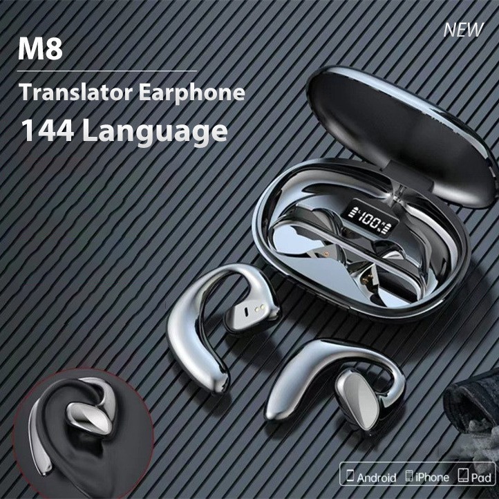Tai nghe dịch thuật ngữ M8 thông minh 144 Bluetooth không dây có độ chính xác cao Thiết bị phiên hai chiều