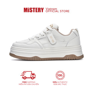 MiSTERY Da PU Đế Dày 4.5cm Tăng Chiều Cao Đỉnh Thấp Giày Thể Thao Đế Bằng MIS-1069