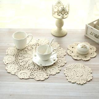Khăn Trải Bàn Tròn Đan Móc Cotton Thủ Công Cổ Điển Trang Trí Bàn Ăn Đám Cưới