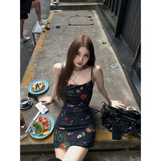 Cocorygirl Cô Gái Cay Gợi Cảm Mảnh Hoa Sling Đầm Quần Áo Nữ Slim Fit Chữ A hông Quấn Đầm