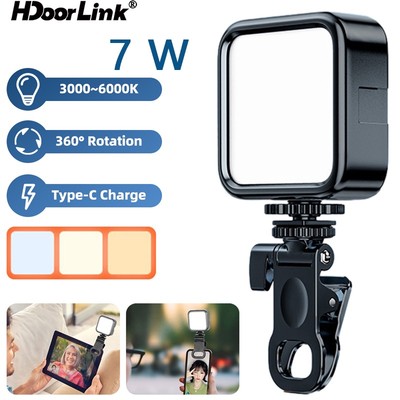 Đèn LED siêu sáng cầm tay HdoorLink 3000-6000K Chiếu sáng hội nghị Video để quay Video Chụp ảnh phát trực tiếp