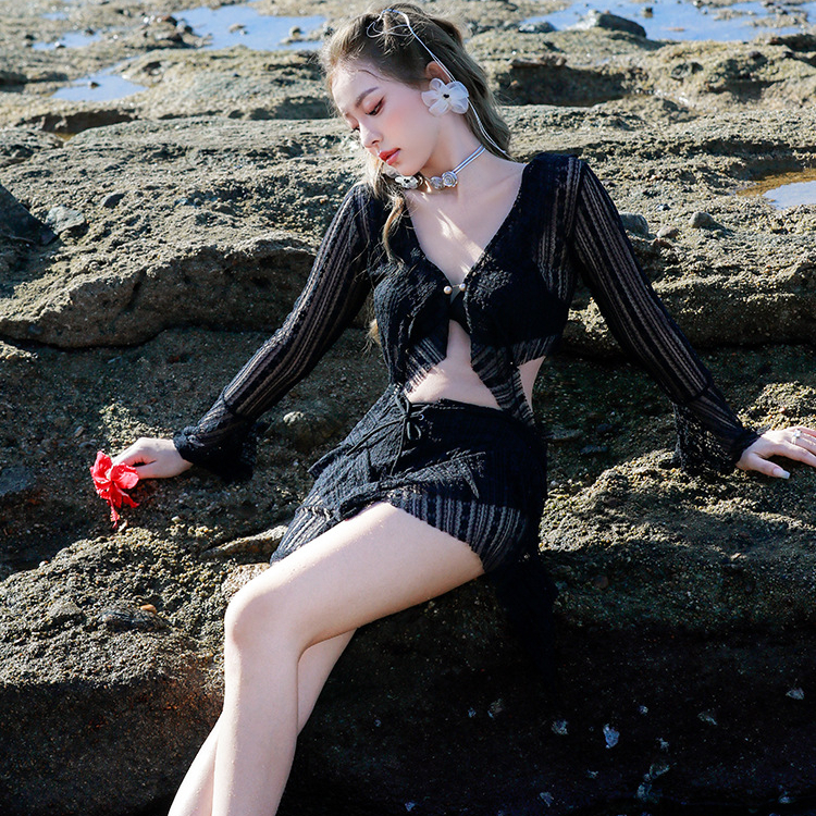 Bộ Đồ Bơi bikini Ba Mảnh Có Dây Đeo Phối Ren Màu Trơn Nâng Ngực Quyến Rũ | BigBuy360 - bigbuy360.vn