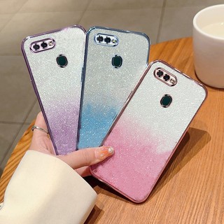 Oppo A5S A7 F9 R15 A12 A12E F5 F7 Mạ Chrome Cản Khung Bling Sáng Bóng Miếng Dán Trong Suốt Mềm TPU