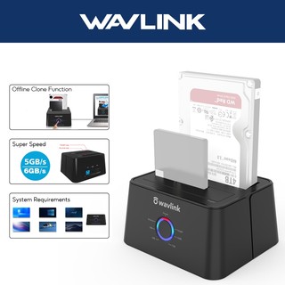 Wavlink hộp đựng ổ cứng ssd usb 3.0 sang sata 2.5 / 3.5 "hỗ trợ 2 * 16tb 5gbps