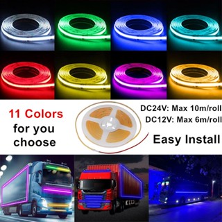 Dải LED COB DC12V 24V Đỏ / Xanh / Xanh / Hồng / Vàng / Xanh băng / Xanh sao Hỏa / Tím / Trắng Mật độ cao Đèn LED COB linh hoạt Băng LED làm xe tải Xe buýt Đèn cảnh báo Đèn trang trí