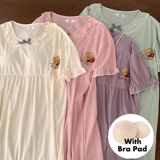 Hàng Mới Về Bé Gái Váy Ngủ Có Áo Ngực Lót Nữ Plus Size Đồ Ngủ Đáng Yêu Winnie Homewear Mềm Mại Người Phụ Nữ Váy Ngủ