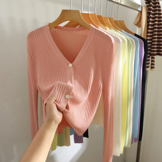 Quần áo dệt kim chống nắng dáng rộng mùa hè dành cho nữ Nút thoáng khí Áo len Cardigan Top
